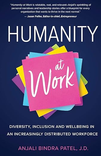 Dark blue cover of the book 'Humanity at Work'