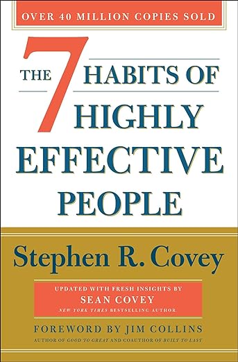 White book cover of Seven Habits of Highly Effective People