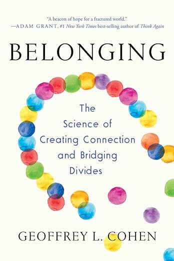 White book cover of Belonging by Geoffrey Cohen