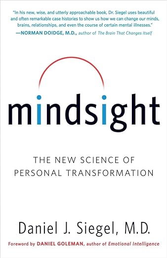 White book cover of Mindsight with an arch that connects the two i's